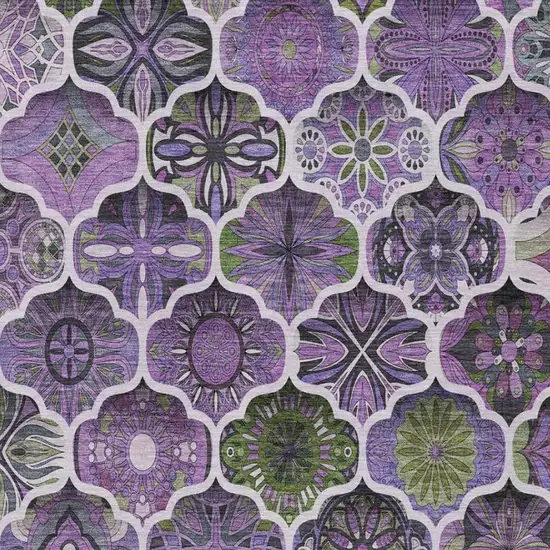 Plum And Purple Ogee Washable Indoor Outdoor Area Rug Photo 9