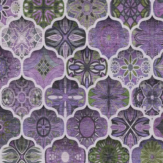 Plum And Purple Ogee Washable Indoor Outdoor Area Rug Photo 7