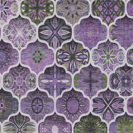 Plum And Purple Ogee Washable Indoor Outdoor Area Rug Photo 4