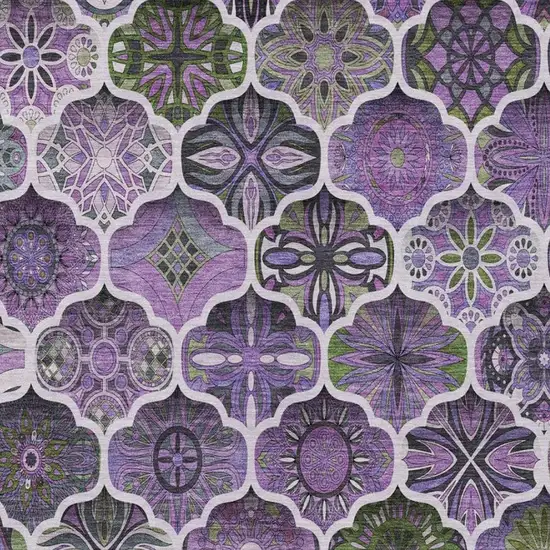 Plum And Purple Ogee Washable Indoor Outdoor Area Rug Photo 5