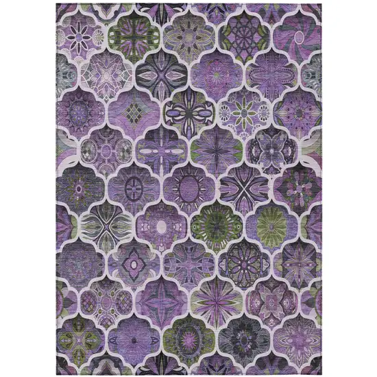 Plum And Purple Ogee Washable Indoor Outdoor Area Rug Photo 3