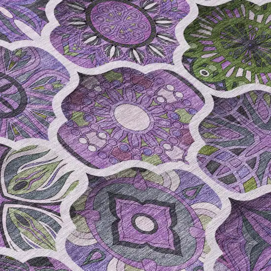 Plum And Purple Ogee Washable Indoor Outdoor Area Rug Photo 6