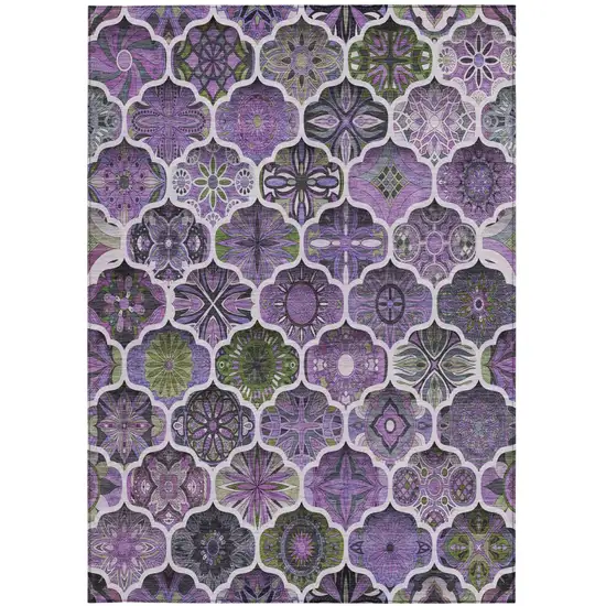 Plum And Purple Ogee Washable Indoor Outdoor Area Rug Photo 2