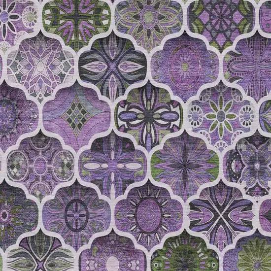 Plum And Purple Ogee Washable Indoor Outdoor Area Rug Photo 4
