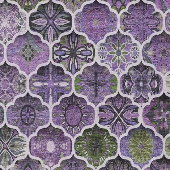 Plum And Purple Ogee Washable Indoor Outdoor Area Rug Photo 7