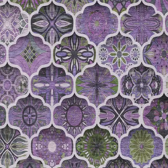 Plum And Purple Ogee Washable Indoor Outdoor Area Rug Photo 5