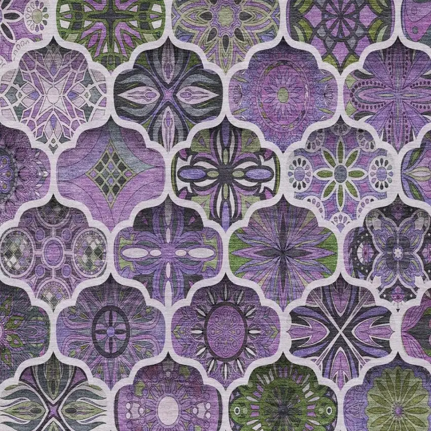 Plum And Purple Ogee Washable Indoor Outdoor Area Rug Photo 9