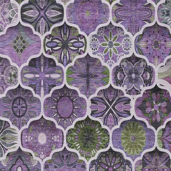 Plum And Purple Ogee Washable Indoor Outdoor Area Rug Photo 8