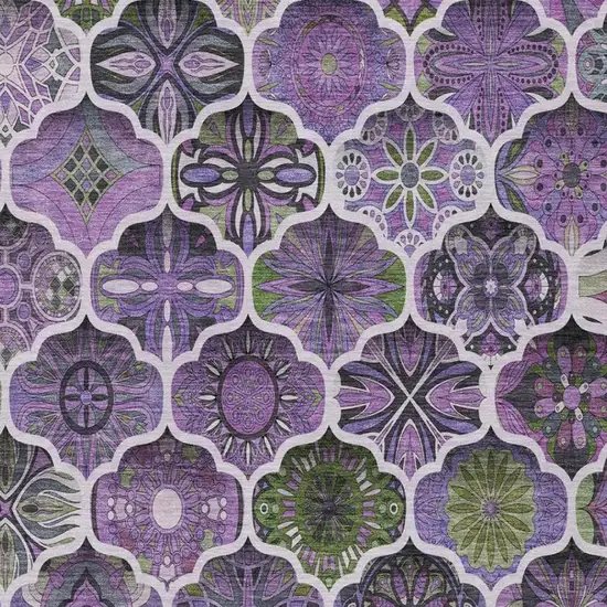 Plum And Purple Ogee Washable Indoor Outdoor Area Rug Photo 7