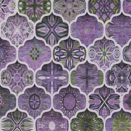 Plum And Purple Ogee Washable Indoor Outdoor Area Rug Photo 8