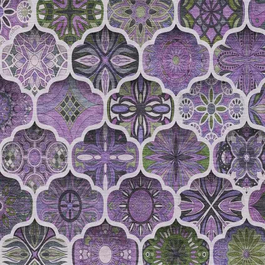 Plum And Purple Ogee Washable Indoor Outdoor Area Rug Photo 8