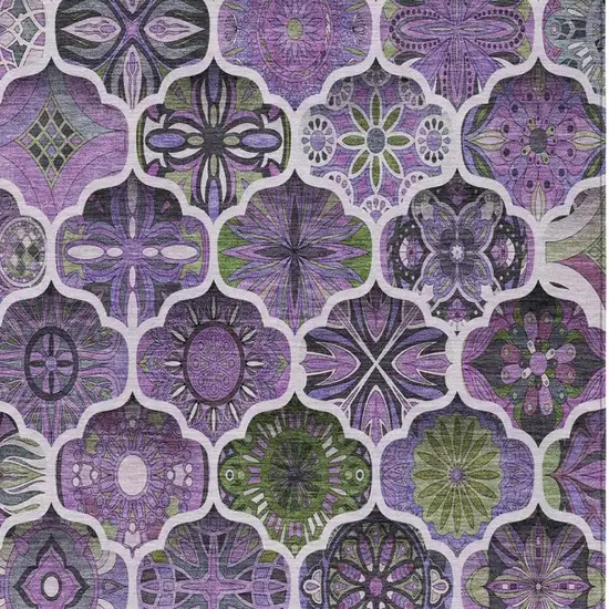 Plum And Purple Ogee Washable Indoor Outdoor Area Rug Photo 4