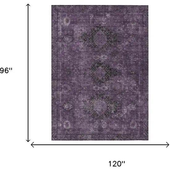 Plum And Purple Oriental Washable Indoor Outdoor Area Rug Photo 5