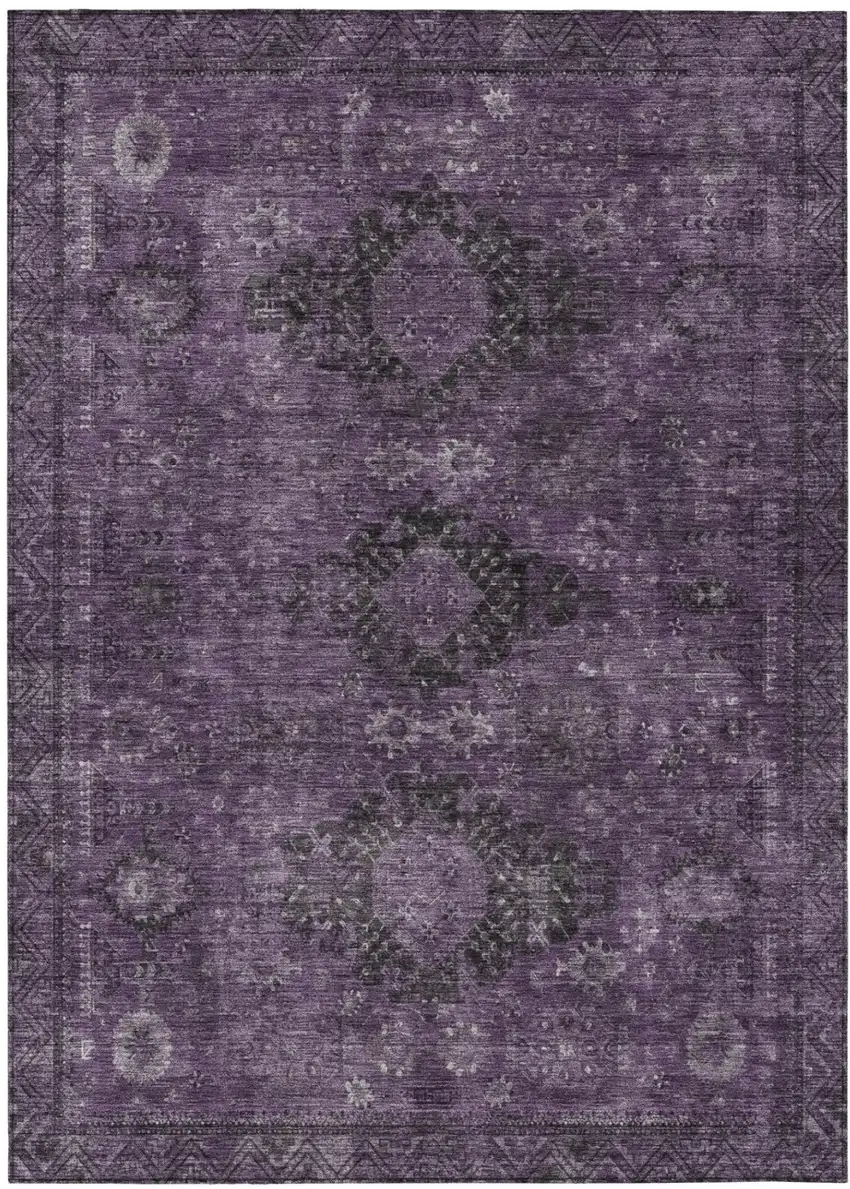 Plum And Purple Oriental Washable Indoor Outdoor Area Rug Photo 2