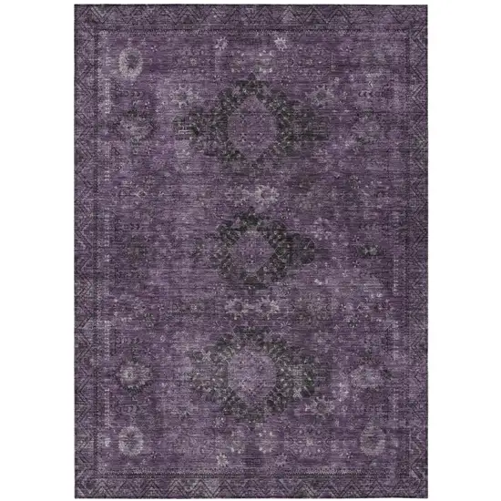Plum And Purple Oriental Washable Indoor Outdoor Area Rug Photo 2