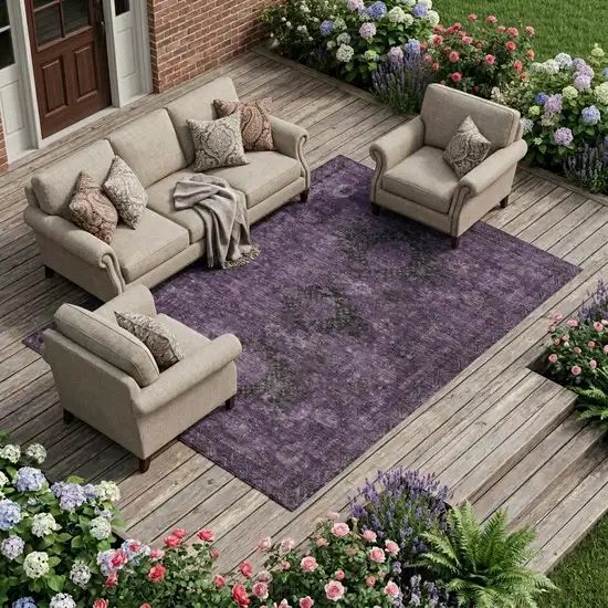 Plum And Purple Oriental Washable Indoor Outdoor Area Rug Photo 1