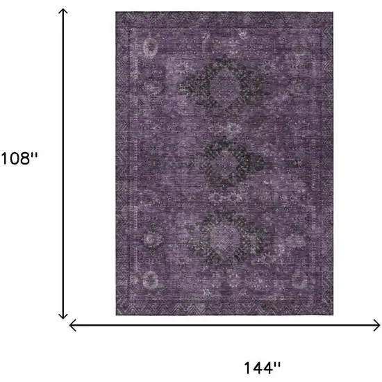 Plum And Purple Oriental Washable Indoor Outdoor Area Rug Photo 5