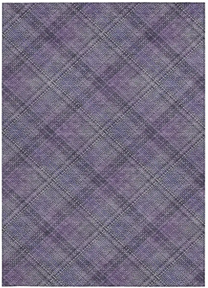 Plum And Purple Plaid Washable Indoor Outdoor Area Rug Photo 2