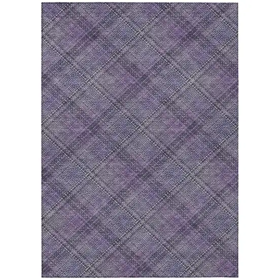 Plum And Purple Plaid Washable Indoor Outdoor Area Rug Photo 3
