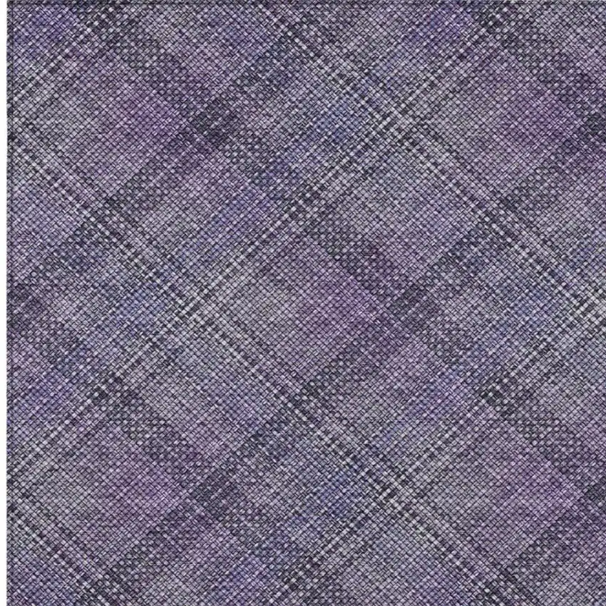 Plum And Purple Plaid Washable Indoor Outdoor Area Rug Photo 1