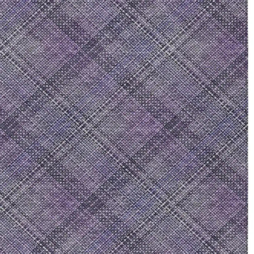 Plum And Purple Plaid Washable Indoor Outdoor Area Rug Photo 2
