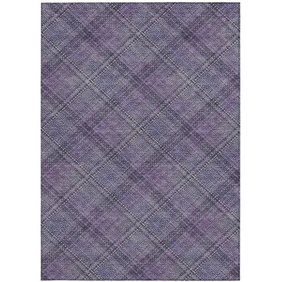 Plum And Purple Plaid Washable Indoor Outdoor Area Rug Photo 2