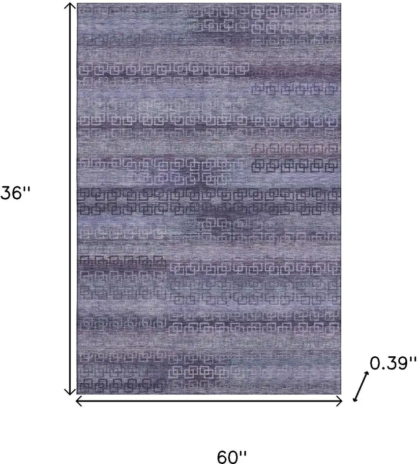 Plum And Purple Striped Washable Area Rug With UV Protection Photo 9