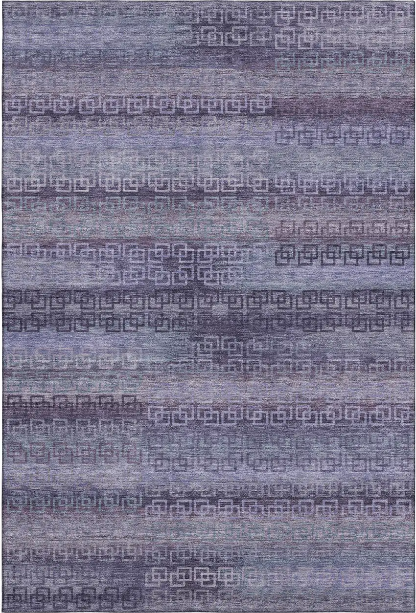 Plum And Purple Striped Washable Area Rug With UV Protection Photo 1
