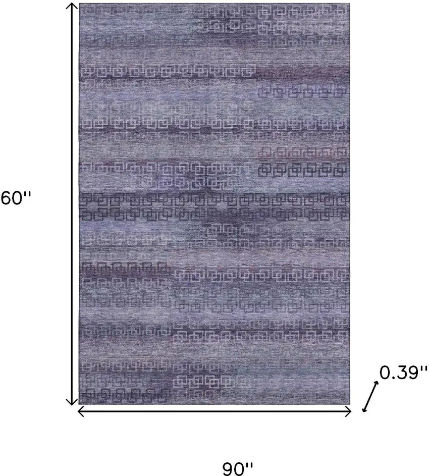 Plum And Purple Striped Washable Area Rug With UV Protection Photo 9