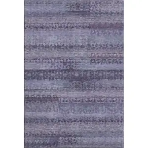 Photo of Plum And Purple Striped Washable Area Rug With UV Protection