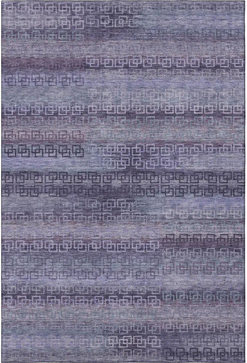 Plum And Purple Striped Washable Area Rug With UV Protection Photo 4