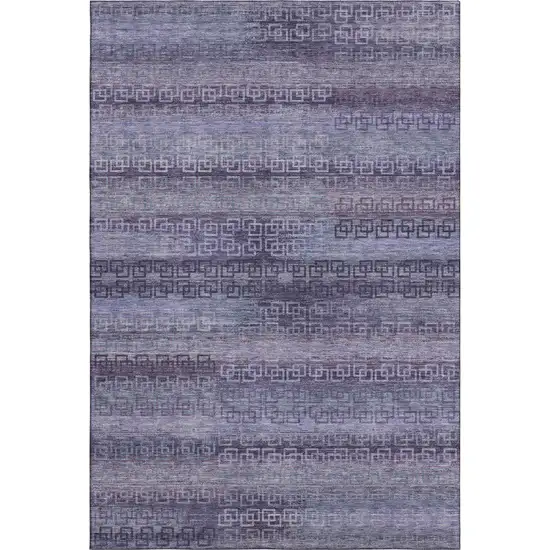 Plum And Purple Striped Washable Area Rug With UV Protection Photo 1