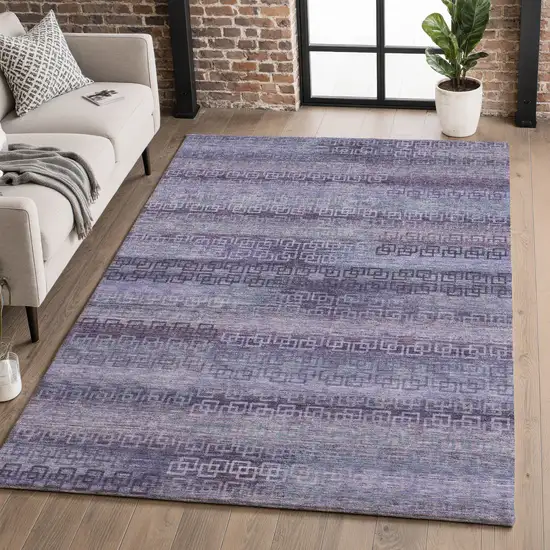 Plum And Purple Striped Washable Area Rug With UV Protection Photo 5