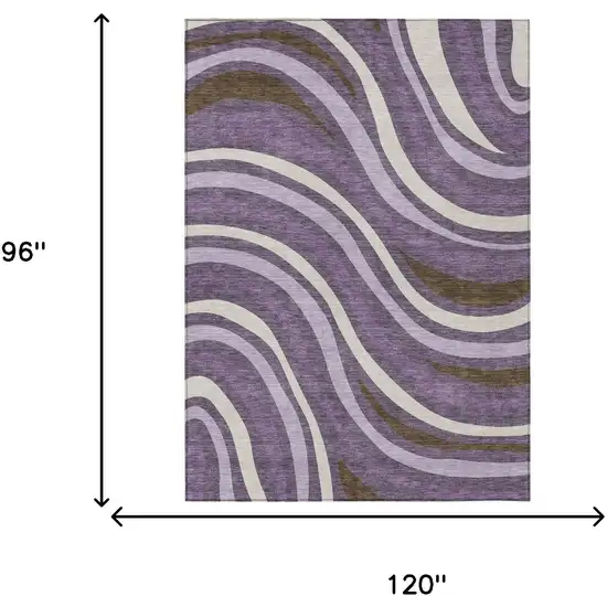 Plum And Purple Striped Washable Indoor Outdoor Area Rug Photo 5