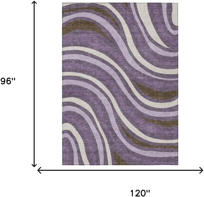 Plum And Purple Striped Washable Indoor Outdoor Area Rug Photo 5