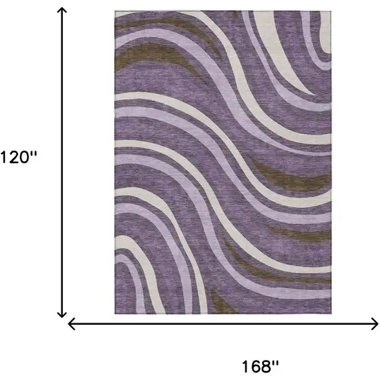 Plum And Purple Striped Washable Indoor Outdoor Area Rug Photo 5