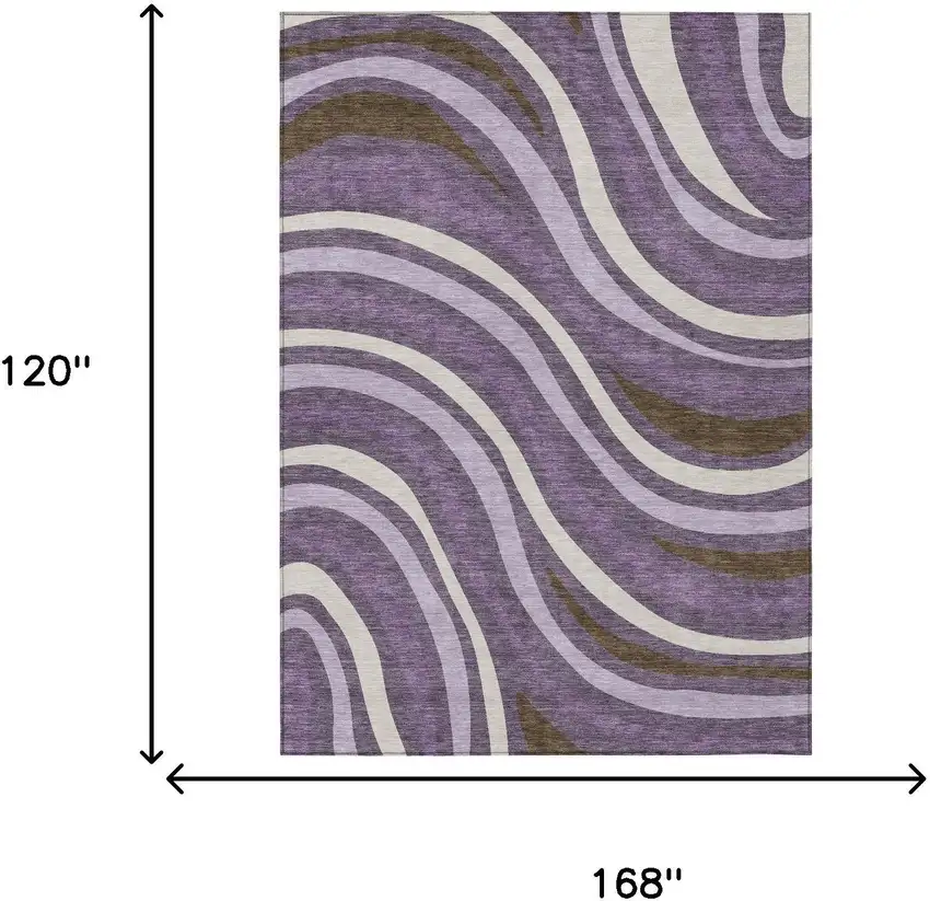 Plum And Purple Striped Washable Indoor Outdoor Area Rug Photo 5