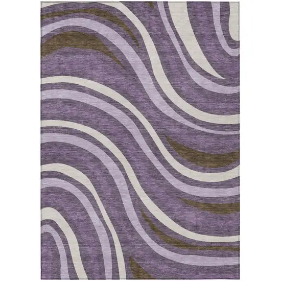 Plum And Purple Striped Washable Indoor Outdoor Area Rug Photo 2