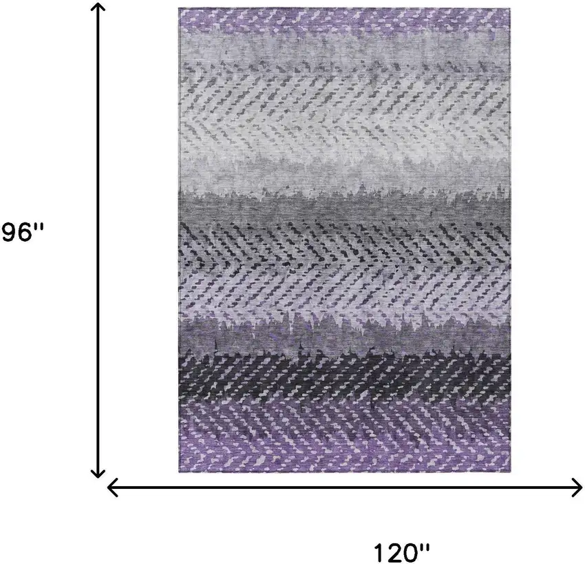 Plum And Purple Striped Washable Indoor Outdoor Area Rug Photo 7