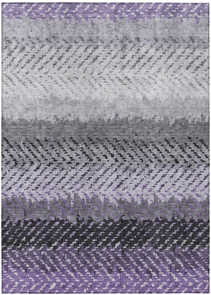 Plum And Purple Striped Washable Indoor Outdoor Area Rug Photo 2