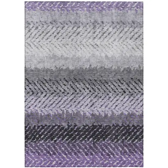 Plum And Purple Striped Washable Indoor Outdoor Area Rug Photo 2