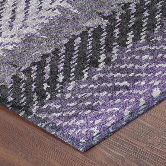 Plum And Purple Striped Washable Indoor Outdoor Area Rug Photo 5