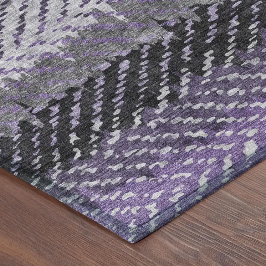 Plum And Purple Striped Washable Indoor Outdoor Area Rug Photo 5
