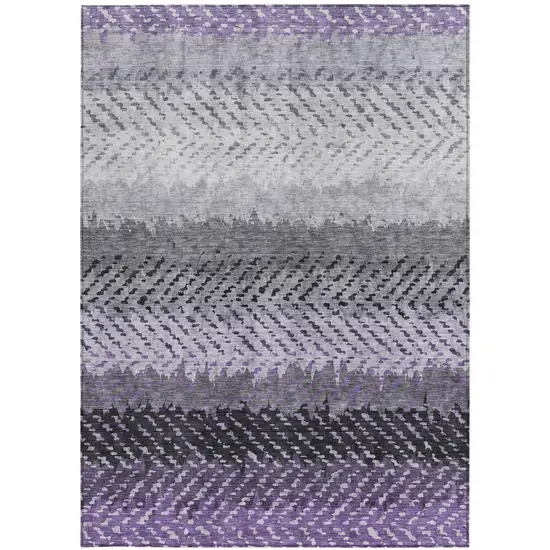 Plum And Purple Striped Washable Indoor Outdoor Area Rug Photo 4