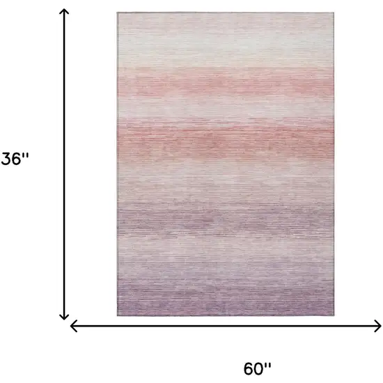 Plum And Purple Striped Washable Indoor Outdoor Area Rug Photo 6