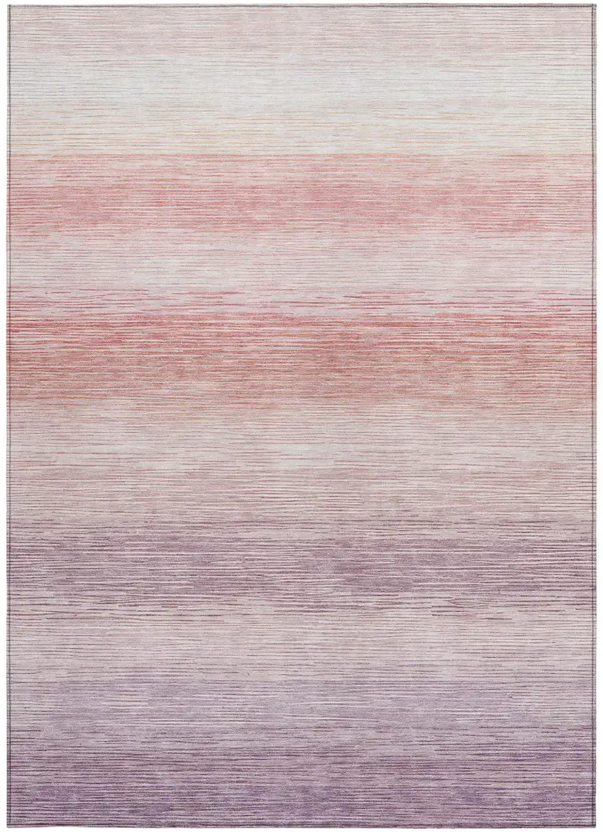 Plum And Purple Striped Washable Indoor Outdoor Area Rug Photo 3