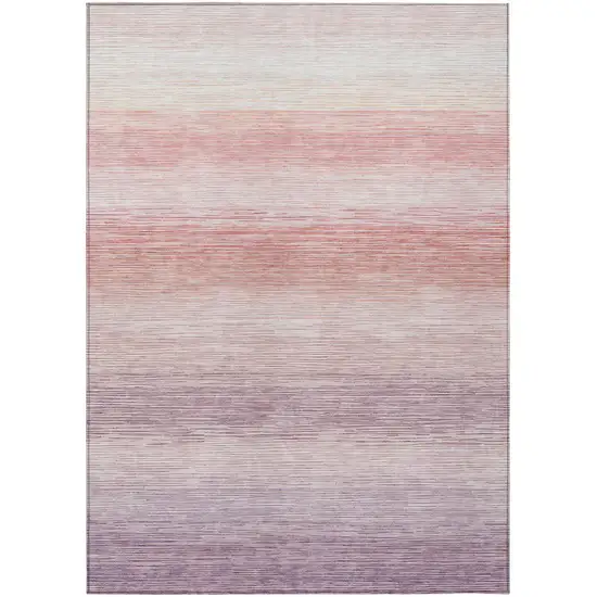 Plum And Purple Striped Washable Indoor Outdoor Area Rug Photo 1