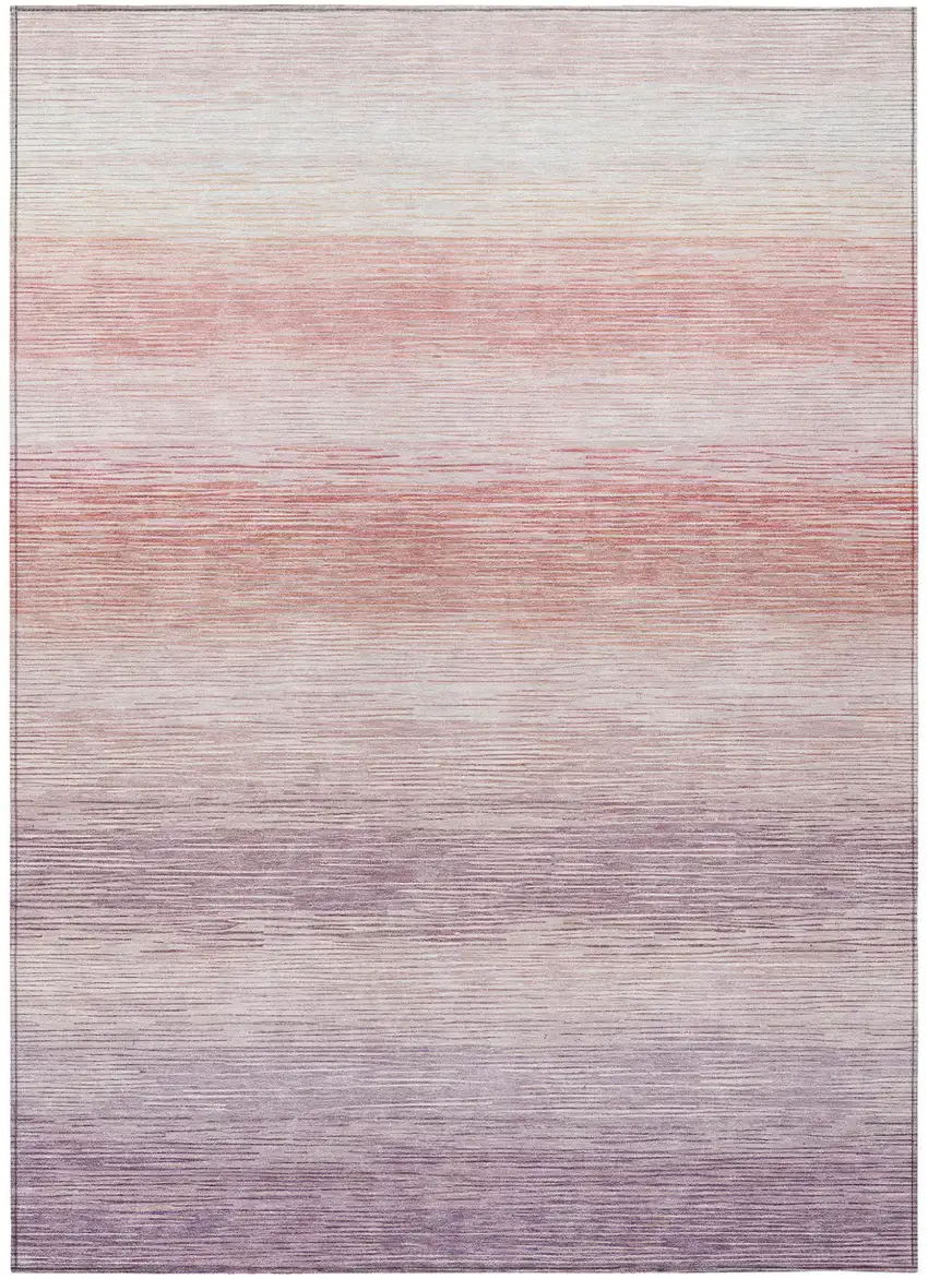 Plum And Purple Striped Washable Indoor Outdoor Area Rug Photo 1
