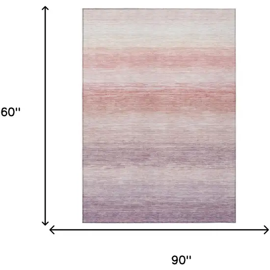 Plum And Purple Striped Washable Indoor Outdoor Area Rug Photo 6