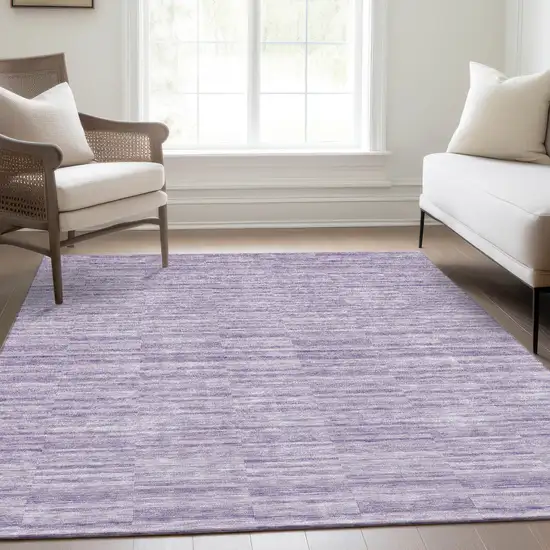 Plum And Purple Striped Washable Indoor Outdoor Area Rug Photo 9